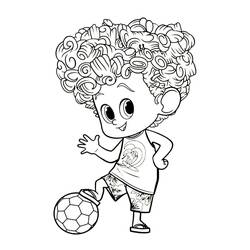 Coloriage Dennis jouant avec un ballon de football