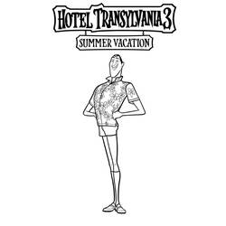 Coloriage Dracula en chemise hawaïenne en vacances