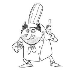 Coloriage Quasimodo cuisinier pointant du doigt