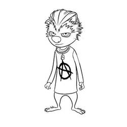 Coloriage Wilbur debout avec un tee-shirt anarchie