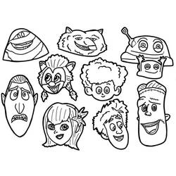 Coloriage Hôtel Transylvanie collection de visages de personnages