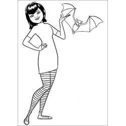 Coloriage Mavis posant avec une chauve-souris