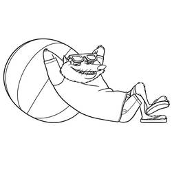 Coloriage Wayne le loup-garou avec ballon de plage