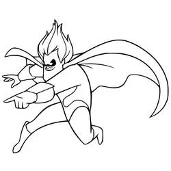Coloriage Syndrome en pleine action, doigt pointé