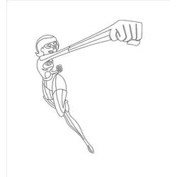 Coloriage Elastigirl étirant son bras en un poing géant