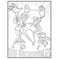 Coloriage Famille des Indestructibles en pleine action