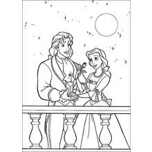 Coloriage Belle et le Prince sur le balcon