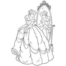 Coloriage Belle qui s'admire dans un miroir