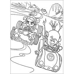 Coloriage Vanellope et le Roi Bonbon font la course en kart