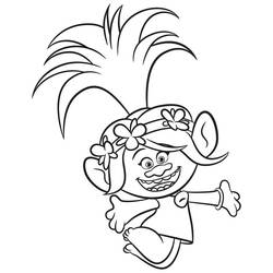 Coloriage Poppy sautant de joie