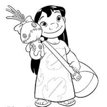 Coloriage Lilo tenant sa poupée Scrump Coloriage Lilo tenant sa poupée Scrump