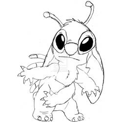 Coloriage Stitch debout les bras levés