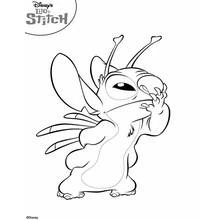 Coloriage Stitch faisant une grimace amusante Coloriage Stitch faisant une grimace amusante