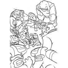 Coloriage Lilo et Stitch entourés d'une foule d'extraterrestres Coloriage Lilo et Stitch entourés d'une foule d'extraterrestres