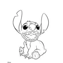 Coloriage Stitch assis avec un grand sourire Coloriage Stitch assis avec un grand sourire