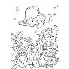 Coloriage Lilo nageant sous l'eau avec des poissons Coloriage Lilo nageant sous l'eau avec des poissons