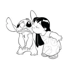 Coloriage Lilo faisant un bisou à Stitch Coloriage Lilo faisant un bisou à Stitch