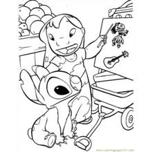 Coloriage Lilo et Stitch en train de peindre ensemble Coloriage Lilo et Stitch en train de peindre ensemble