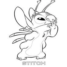 Coloriage Stitch qui fait une grimace amusante Coloriage Stitch qui fait une grimace amusante