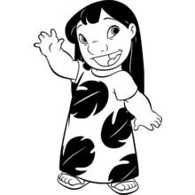 Coloriage Lilo faisant coucou en souriant