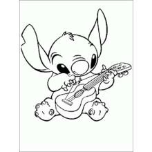 Coloriage Stitch joue de la guitare Coloriage Stitch joue de la guitare