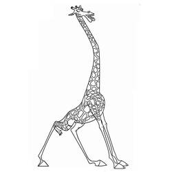 Coloriage Melman la girafe en pleine étirement