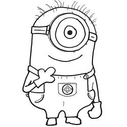 Coloriage Minion souriant la main levée