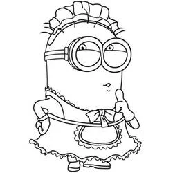 Coloriage Minion habillé en femme de chambre