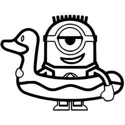 Coloriage Minion flottant avec une bouée canard
