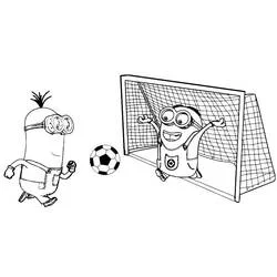 Coloriage Minions jouent au football