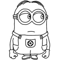 Coloriage Minion debout avec de grands yeux et lunettes