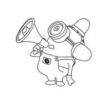 Coloriage Minion criant avec un mégaphone
