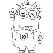 Coloriage Minion pointant du doigt avec un grand sourire