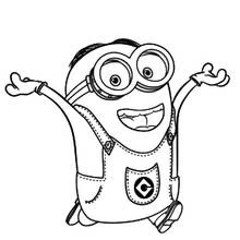 Coloriage Minions Dave sautant de joie