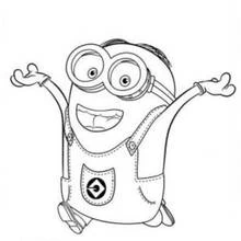 Coloriage Minion sautant les bras en l'air