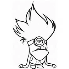 Coloriage Minions version diabolique aux cheveux hérissés
