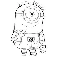 Coloriage Minion avec un œil et doigts croisés