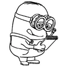 Coloriage Minion en train d'écrire sur un carnet