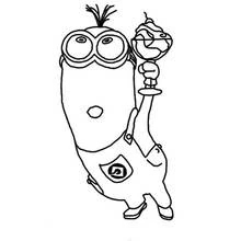 Coloriage Minion tenant une coupe de glace
