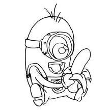 Coloriage Minion tenant une banane épluchée