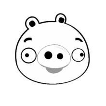 Coloriage Minions - tête ronde de cochon aux grands yeux