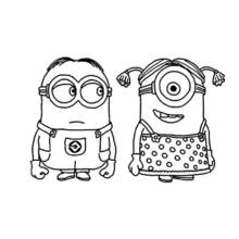 Coloriage Minions garçon et fille côte à côte