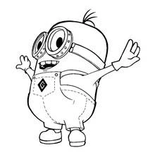 Coloriage Minion levant les bras en signe de salut