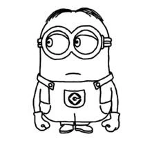 Coloriage Minion debout avec lunettes et salopette