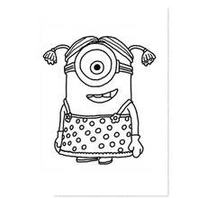 Coloriage Minion fille en robe à pois