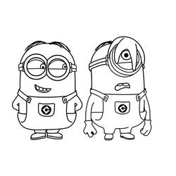 Coloriage Minions côte à côte