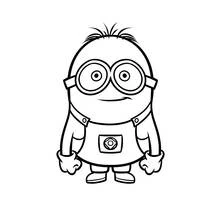 Coloriage Minion debout avec ses lunettes et sa salopette