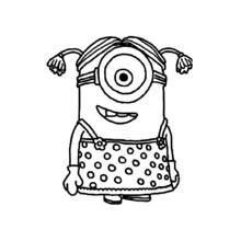 Coloriage Minion fille en robe à pois