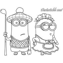 Coloriage Minions déguisés en golfeur et en servante