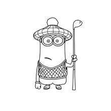 Coloriage Minion habillé en golfeur